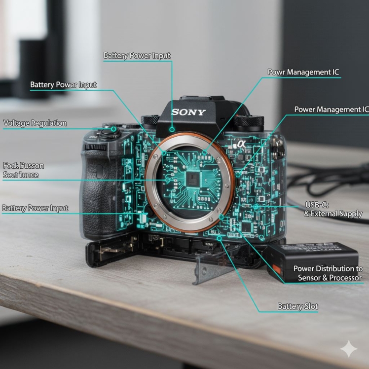 پاور دوربین Sony A7S III راهنمای تخصصی تعمیر مدار برق و باتری